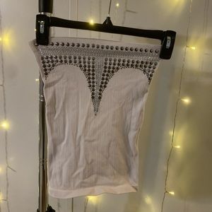 White bedazzled tube top